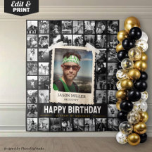 Tapiz de Colaje de Fotos Personalizadas, Cumpleaño