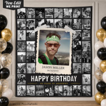 Tapiz de Colaje de Fotos Personalizadas, Cumpleaño