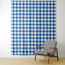 Tapiz de comprobación de Gingham azul y blanco