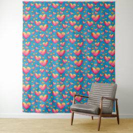 Tapiz de Corazones Multicolores en Acuarela