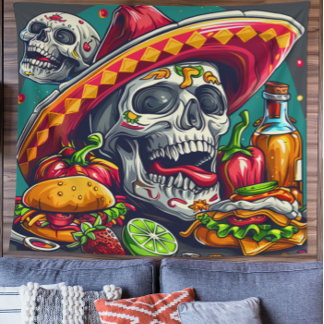 Tapiz de cráneo de Cinco de Mayo personalizado