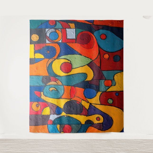 Tapiz de Cubismo Colorido 1 (Anverso)