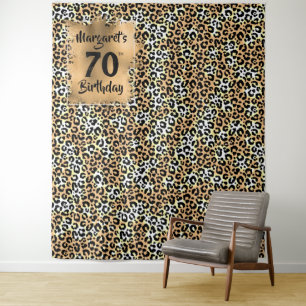 Tapiz de Cumpleaños con Estampado de Leopardo