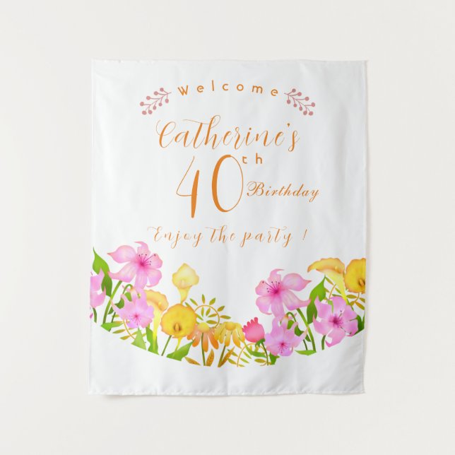 Tapiz de cumpleaños de los jardines florales (Anverso)