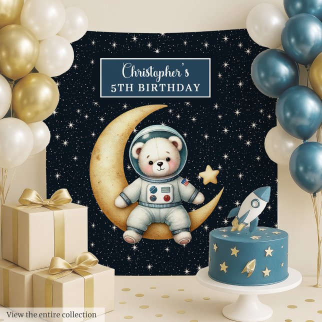 Tapiz de cumpleaños de niño personalizado con osit (Custom Boy Birthday Tapestry with Teddy Bear)