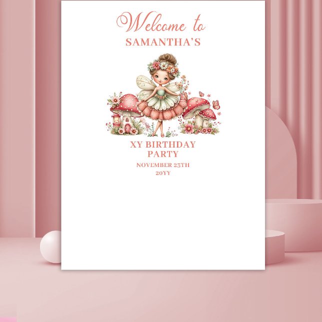 Tapiz de cumpleaños floral rosa Darling Fairy Blus (Darling Fairy Blush Pink Floral Birthday Tapestry)