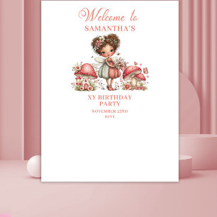 Tapiz de cumpleaños número 6 de Whimsy Pink Fairy