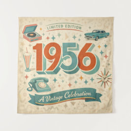 Tapiz de cumpleaños Vintage 1956 | Estilo Retro de