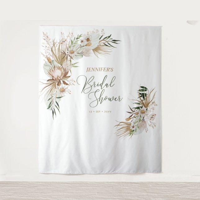 Tapiz de decoración para ducha de boda Bohemian Bo (Anverso)