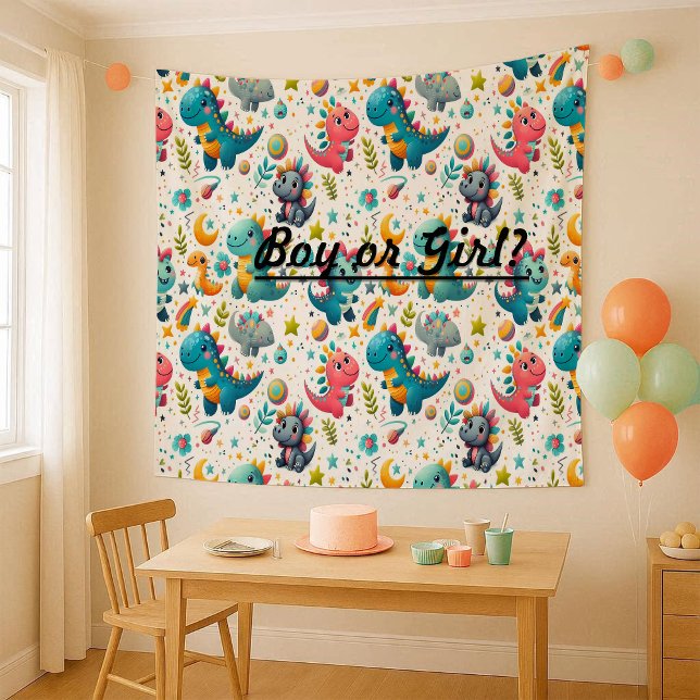 Tapiz de Dinosaio Bebé Adorable para Habitación de (Cute Baby Dinosaur Teal Nursery Dino Tapestry)