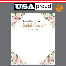 Tapiz de ducha de boda floral de acuarela rosa