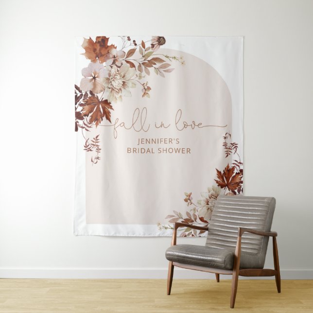 Tapiz de ducha nupcial boho de otoño enamorarse (In situ)
