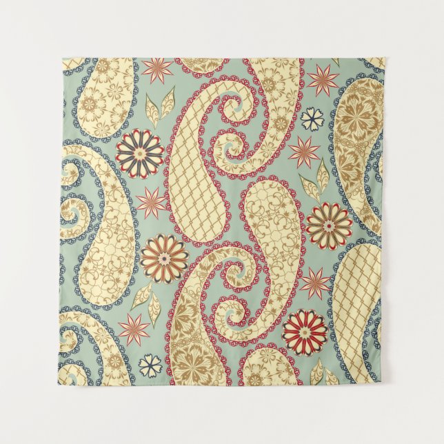 Tapiz De estilo rústico, paisley vintage. (Anverso)