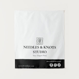 Tapiz de evento de logotipo empresarial de lino ne