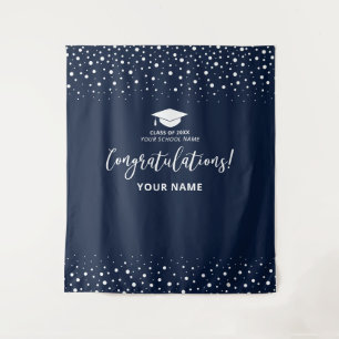 Tapiz de Felicitación de Graduación con Confeti Az
