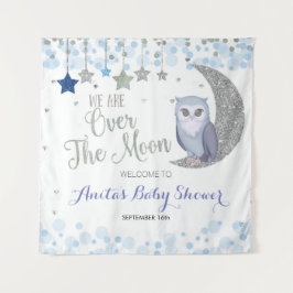 Tapiz de fiesta de bebé búho en la luna