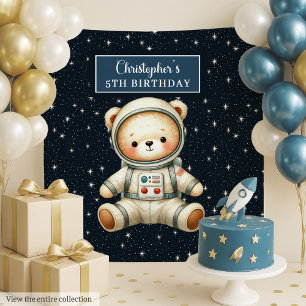 Tapiz de fiesta de cumpleaños de niño con oso espa