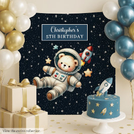 Tapiz de fiesta personalizado de Oso Espacial para
