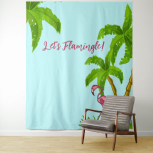Tapiz de Flamenco Tropical y Flores