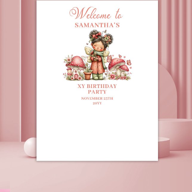 Tapiz de Flores Rosadas para el Sexto Cumpleaños d (Whimsy Fairy 6th Birthday Pink Flowers Tapestry)