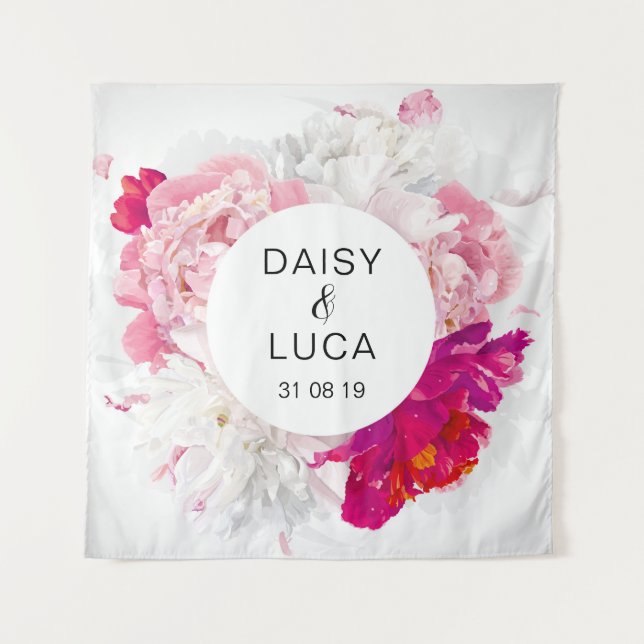 Tapiz de Fondo de Boda Floral para Fotomatón (Anverso)