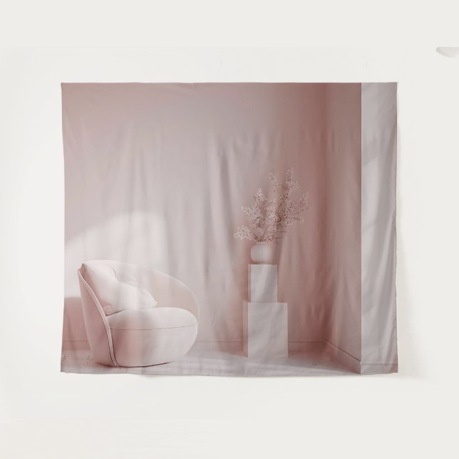 Tapiz de fondo de habitación rosa interior moderno (Anverso (horizontal))