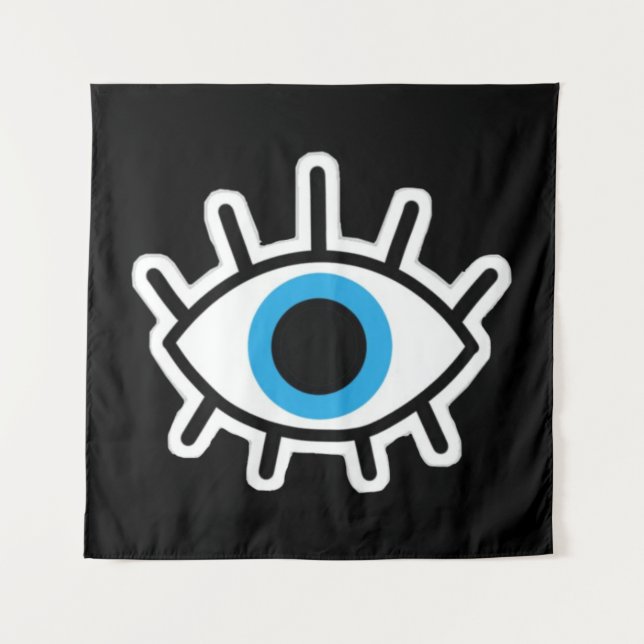 Tapiz de fondo negro de diseño de ojos (Anverso)