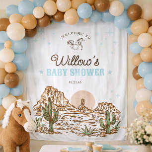 Tapiz de fondo para Baby Shower de Vaquero Occiden
