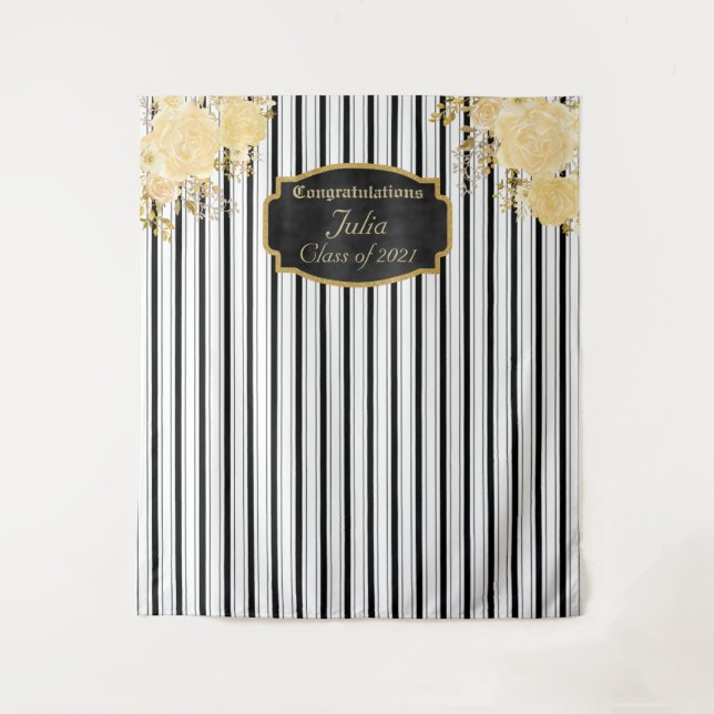 Tapiz de fondo para graduación con Rosa de Oro (Anverso)