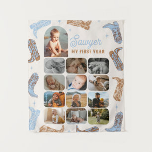 Tapiz de fotos del primer año de cumpleaños occide