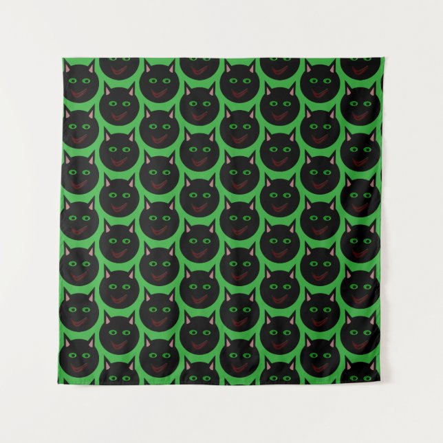 Tapiz de gato negro de Halloween (Anverso (horizontal))