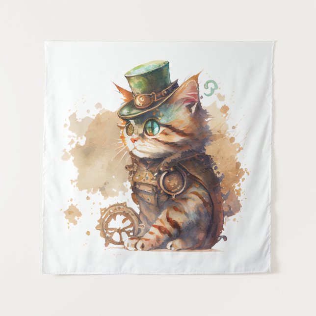 Tapiz de gato Steampunk (Anverso)