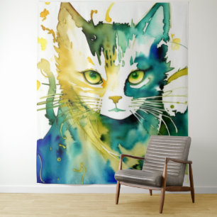 Tapiz de gato verde
