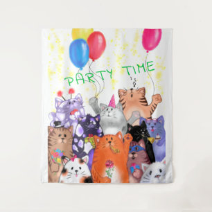 Tapiz de Gatos Felices - Texto Personalizado
