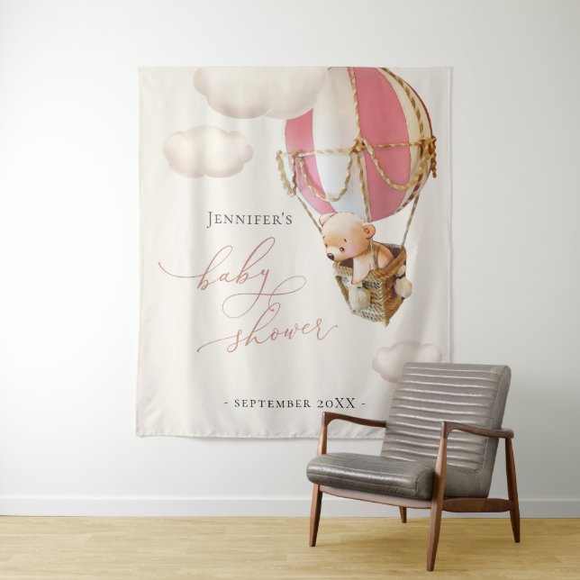 Tapiz de globos de oso rosa (In situ)