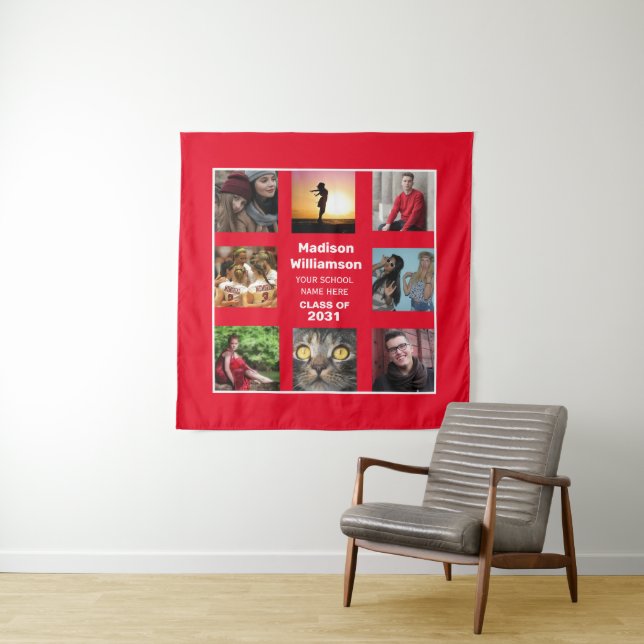 Tapiz de graduación 8 Collage de fotos Clase del a (In situ (horizontal))