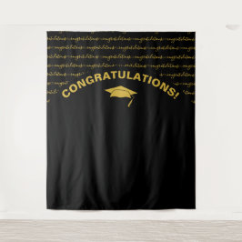 Tapiz de graduación de oro negro moderno