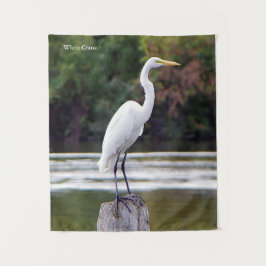 Tapiz de grúa blanca