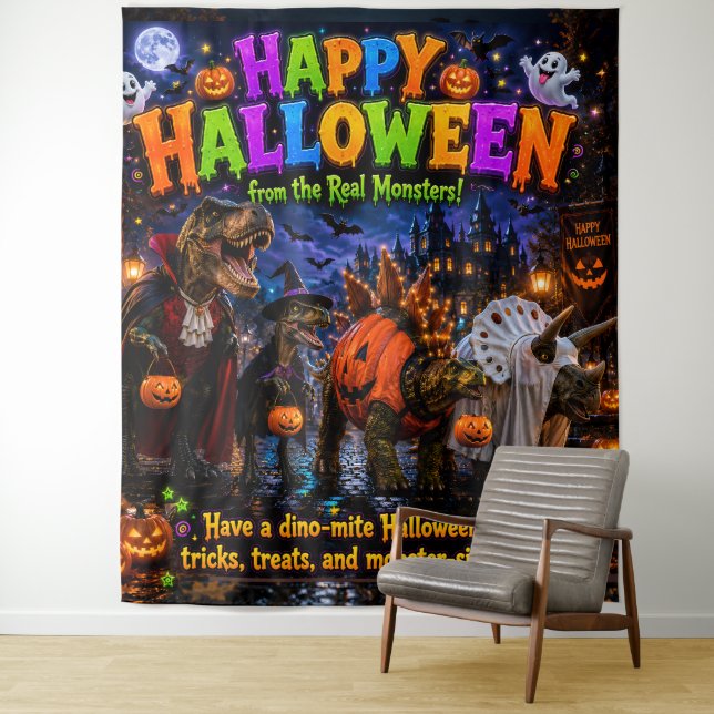 Tapiz de Halloween de dinosaurios/Dinosaurios de H (In situ)