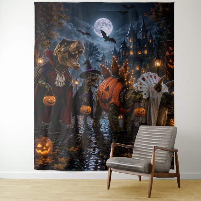 Tapiz de Halloween de dinosaurios/Dinosaurios de H (In situ)
