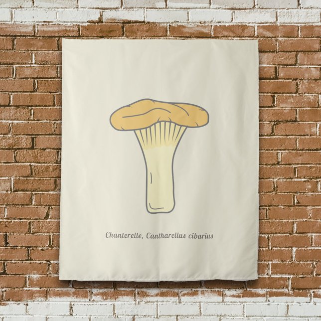 Tapiz de hongos de la Chanterelle Botánica (Botanical Chanterelle Mushroom Tapestry)