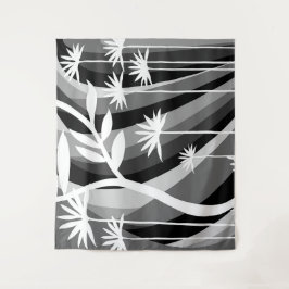 Tapiz de Ilustracion botánico blanco y negro