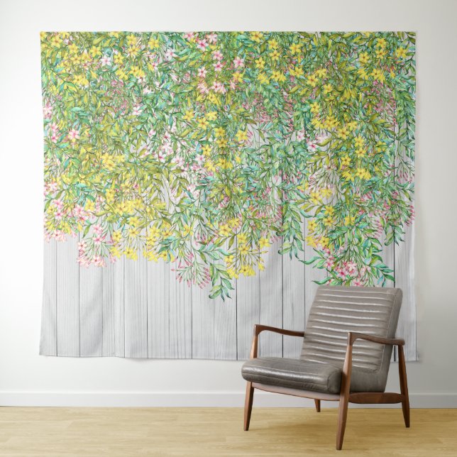 Tapiz de jazmín amarillo y rosa (In situ (horizontal))