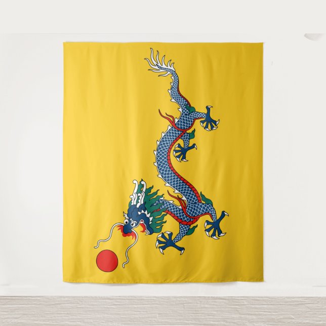 Tapiz de la bandera de la dinastía Qing (1890-1911 (Anverso)