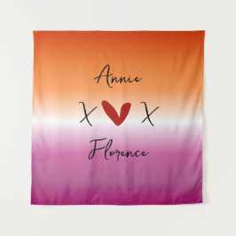 Tapiz de la bandera lesbiana de la puesta del sol