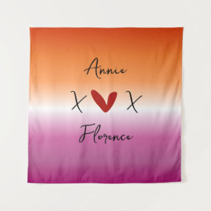 Tapiz de la bandera lesbiana de la puesta del sol