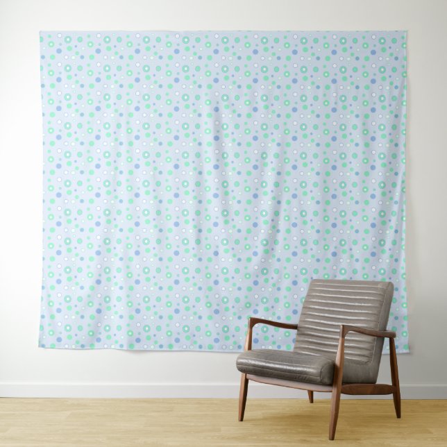 Tapiz de lunares pastel azul verde y blanco (In situ (horizontal))