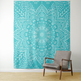 Tapiz de Mandala Verde azulada del Boho
