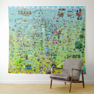 Tapiz de mapas divertidos de Texas