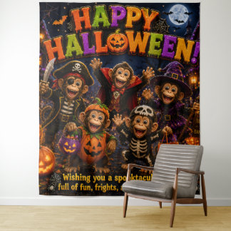Tapiz de mono de Halloween feliz/fiesta de Hallowe